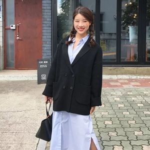 Black knit blazer sweater cardigan